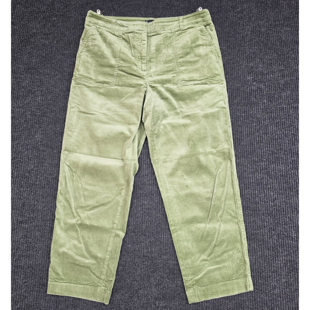 Talbots Sage Green Corduroy Straight Leg Pants Womens Size 14 Patch Pockets